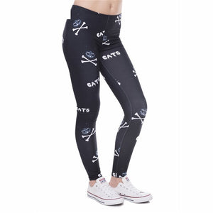 Cats Poison Sign Black Print Women Leggings Fitnes Perspiration Quick Drying Leggins High Elasticity Trouser Pants 2019